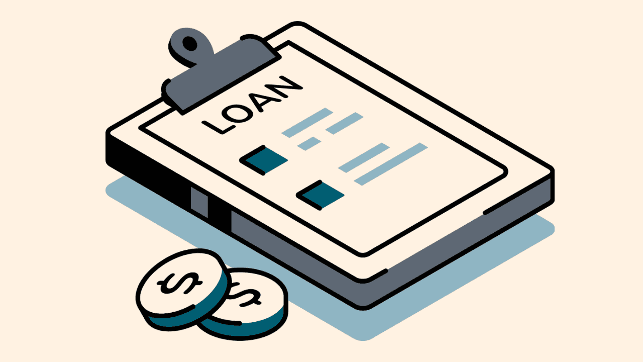Illustration of a conventional home loan application on a clipboard
