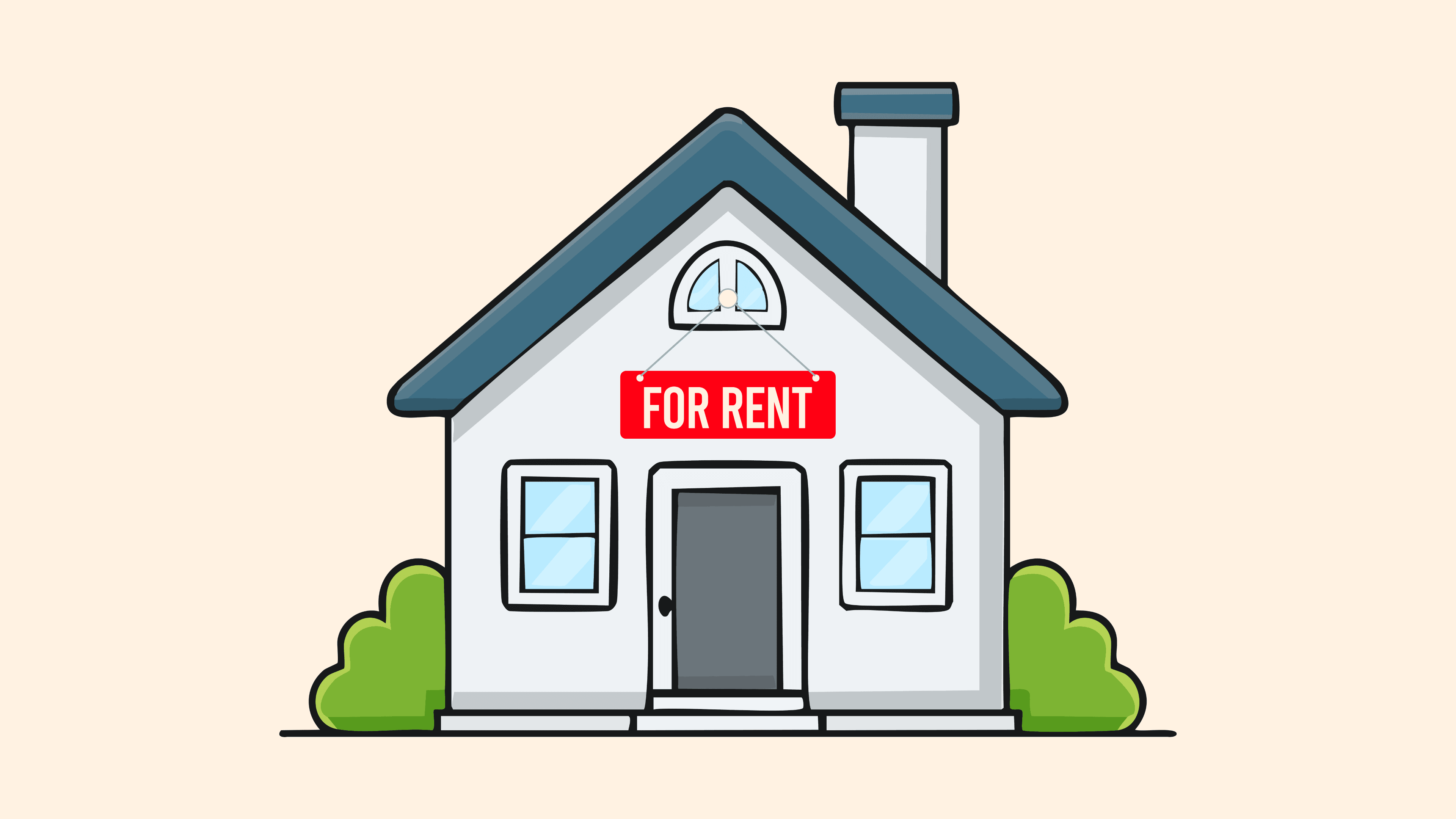 Illustration of a house with a for rent sign